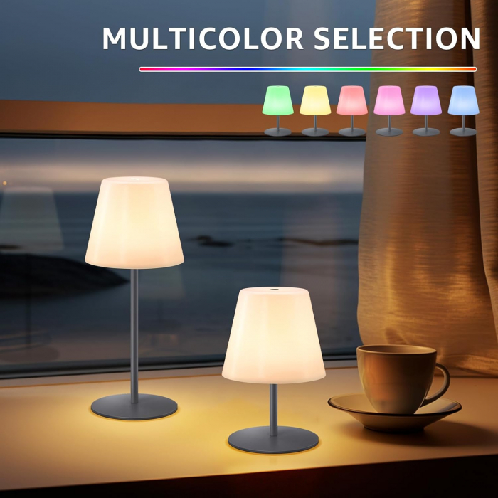 Lampi de masa de 9 x 9 x 17 cm, 7 culori RGB, incarcare USB, comanda tactila, set 2 bucati [2]