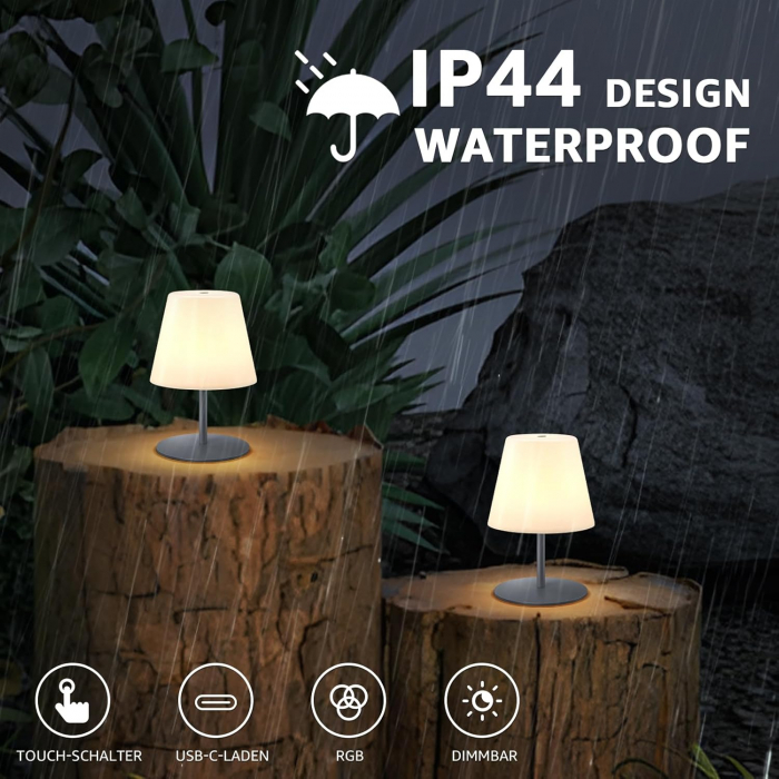 Lampi de masa de 9 x 9 x 17 cm, 7 culori RGB, incarcare USB, comanda tactila, set 2 bucati [6]