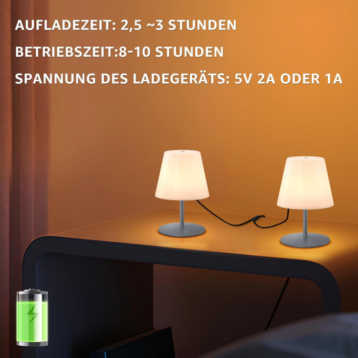 Lampi de masa de 9 x 9 x 17 cm, 7 culori RGB, incarcare USB, comanda tactila, set 2 bucati [7]