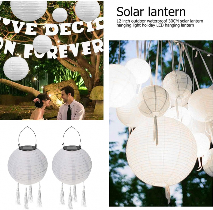 Lampi solare LED decorative, tip felinar, impermeabile, lumina alba calda 3000K set 2 bucati [6]