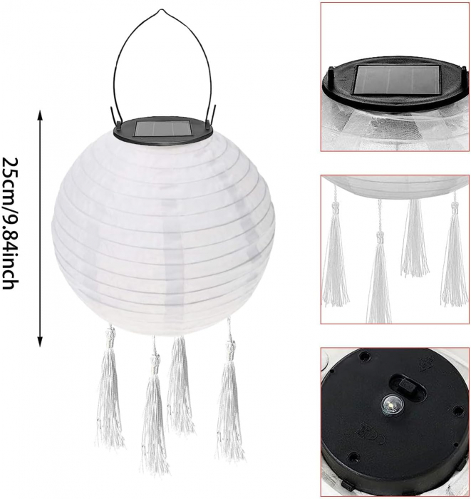 Lampi solare LED decorative, tip felinar, impermeabile, lumina alba calda 3000K set 2 bucati [2]