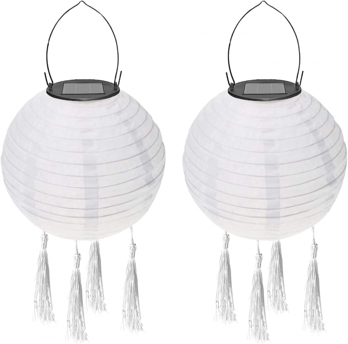 Lampi solare LED decorative, tip felinar, impermeabile, lumina alba calda 3000K set 2 bucati [3]