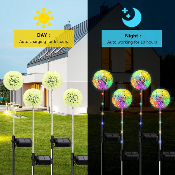 Lampi solare tip floare pentru gradina, cai de acces, impermeabile, de exterior set 4 Bucati [2]