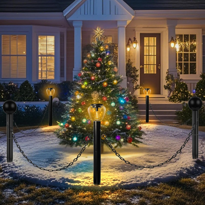 Lampi solare pentru gradina, cai de acces, impermeabile, de exterior set 3 lumini cu 2 stalpi decorativi [9]