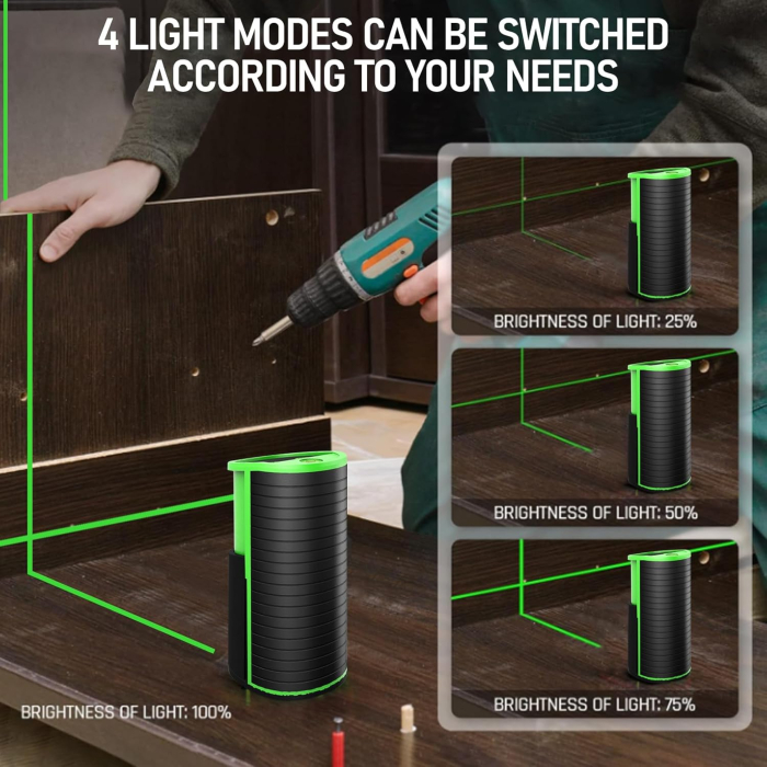 Nivela laser reincarcabila Li-Ion 1000mAh, bază magnetică la 360°, nivelare automată [4]