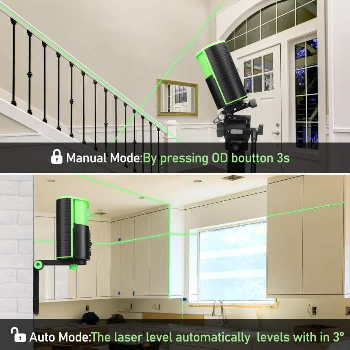 Nivela laser reincarcabila Li-Ion 1000mAh, bază magnetică la 360°, nivelare automată [3]