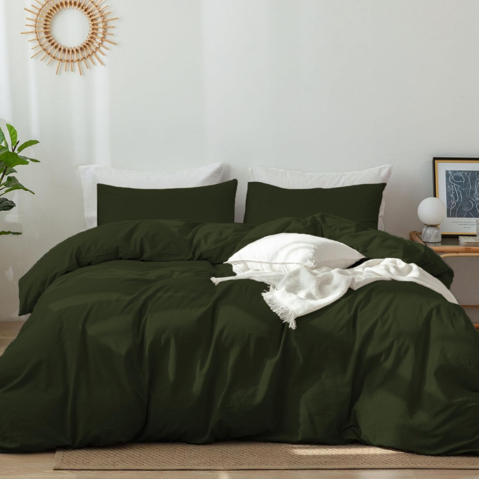 Lenjerie de pat 3 piese, husa pilota 240x220 cm, 2 fete perini 65x65 cm ,verde [2]