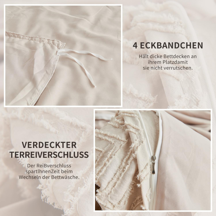 Lenjerie de pat crem, husa pilota 140x200 cm cu 1 feta perina 65x65 cm [5]