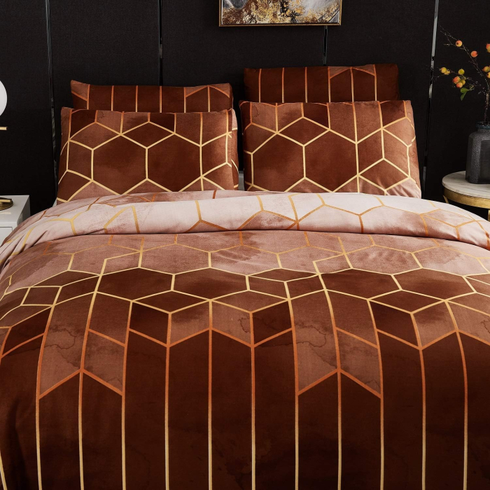 Lenjerie de pat forme geometrice, husa pilota 220x240 cm cu 2 fete perini 80x80 cm [4]