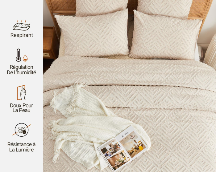 Lenjerie de pat crem, husa pilota 260x240 cm cu 2 fete perini 65x65 cm [4]