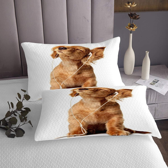 Lenjerie de pat cu model 3D caine, husa pilota 260x240 cm, 2 fete perini 50x75 cm [2]