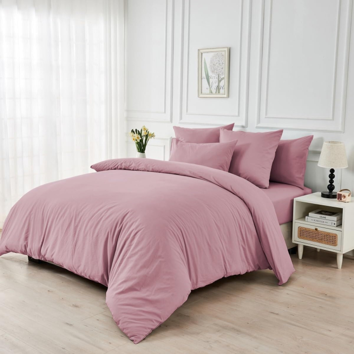 Lenjerie de pat roz 135x200  2 piese-1 husa pilota+ 1 husa perina 80x80 cm [3]