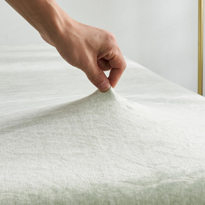 Cearsaf de pat din flanel verde deschis, cu fermoar, + inaltimea bazei 25-30 cm [5]