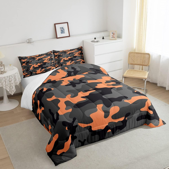 Lenjerie de pat camuflaj din 3 piese, husa pilota 230x220 cm si 2 fete perini [4]