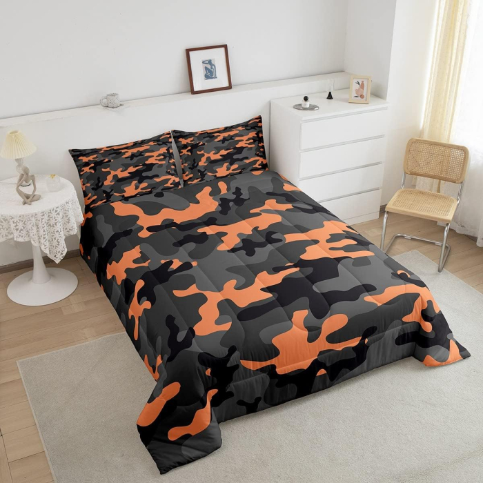 Lenjerie de pat camuflaj din 3 piese, husa pilota 230x220 cm si 2 fete perini [3]