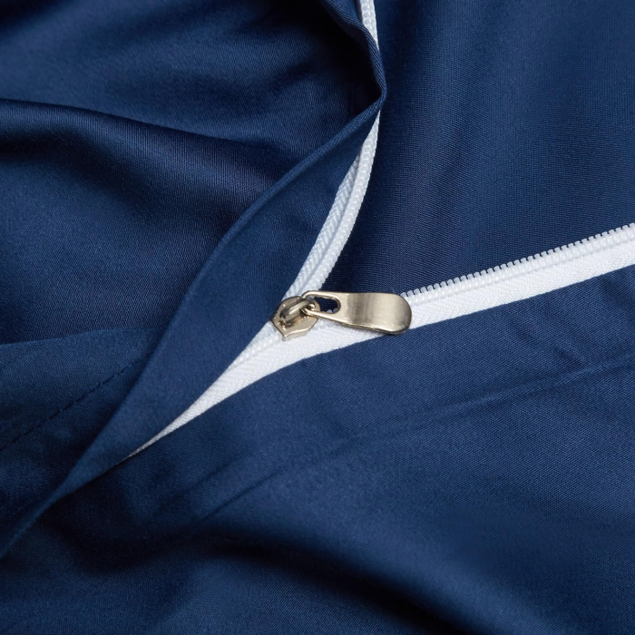 Lenjerie de pat din bambus, poliester, simplă, netedă, mătăsoasă, albastru, pilota 260x240 cm cu 2 fete perini 65x65 cm [5]