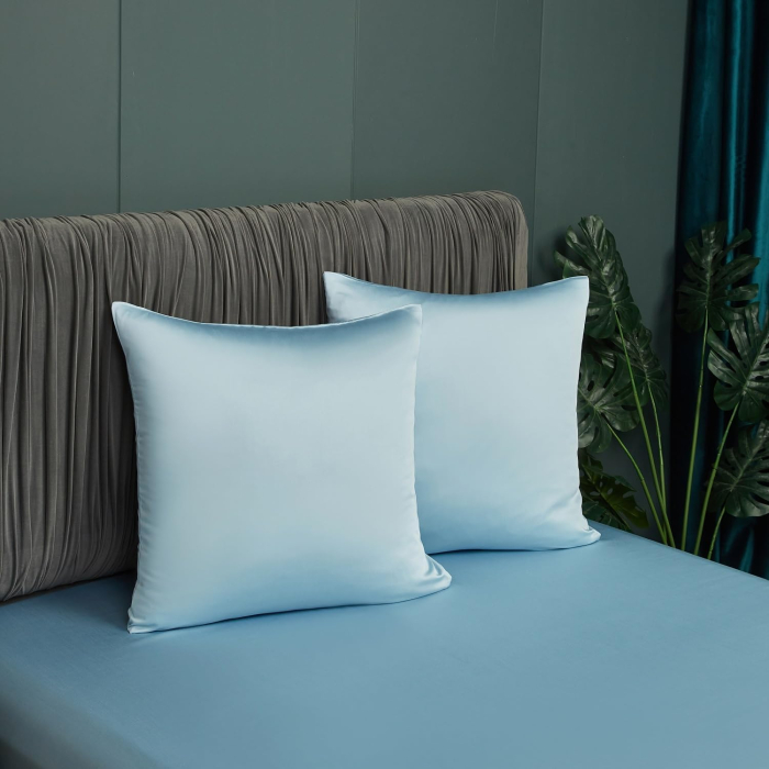 Lenjerie de pat din bambus, poliester, simplă, netedă, mătăsoasă, bleu, pilota 220x240 cm cu 2 fete perini 65x65 cm [7]