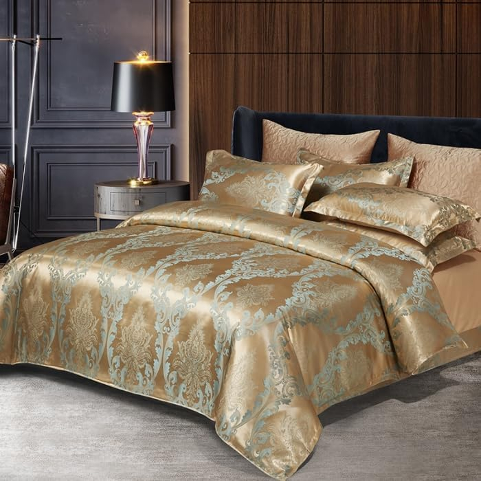 Lenjerie de pat din satin crem, husa pilota 200x200 cm, 2 fete perini 80x80 cm [2]