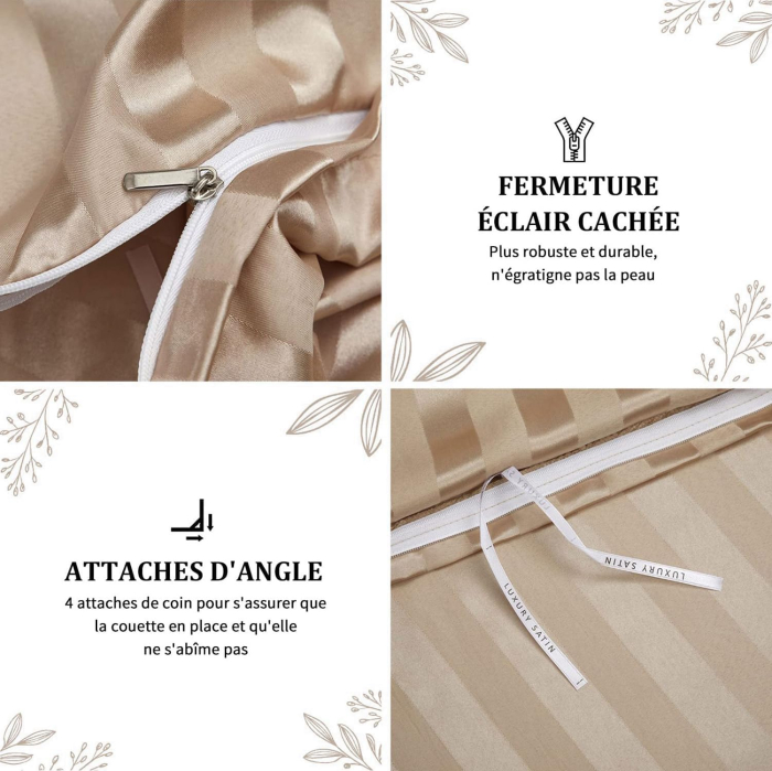 Lenjerie de pat din satin crem, husa pilota 240x220 cm, 2 fete perini 65x65 cm [6]