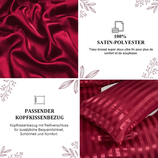 Lenjerie de pat din satin rosu vin, husa pilota 240x220 cm, 2 fete perini 65x65 cm [5]
