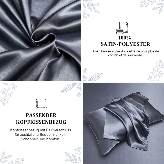 Lenjerie de pat din satin gri si alb, husa pilota 200x200 cm, 2 fete perini 65x65 cm [5]