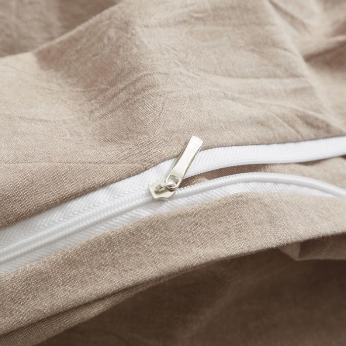 Lenjerie de pat 3 piese, husa pilota 240x220 cm, 2 fete perini 65x65 cm , kaki [6]