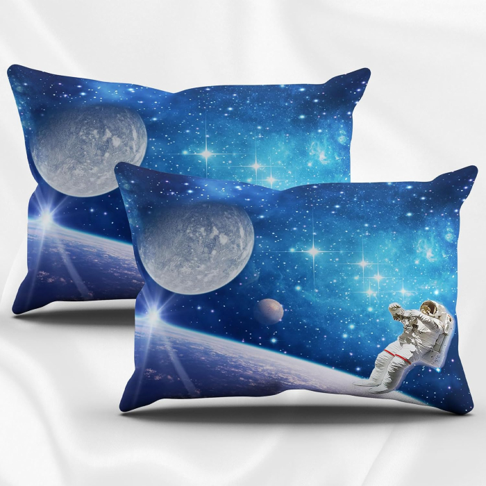 Set Lenjerie Pat Copii Space 3D, Model Galaxy, Husă Pilotă + Față Pernă, pilota 200x200 cm, 2 fete perini 50x75 cm [4]