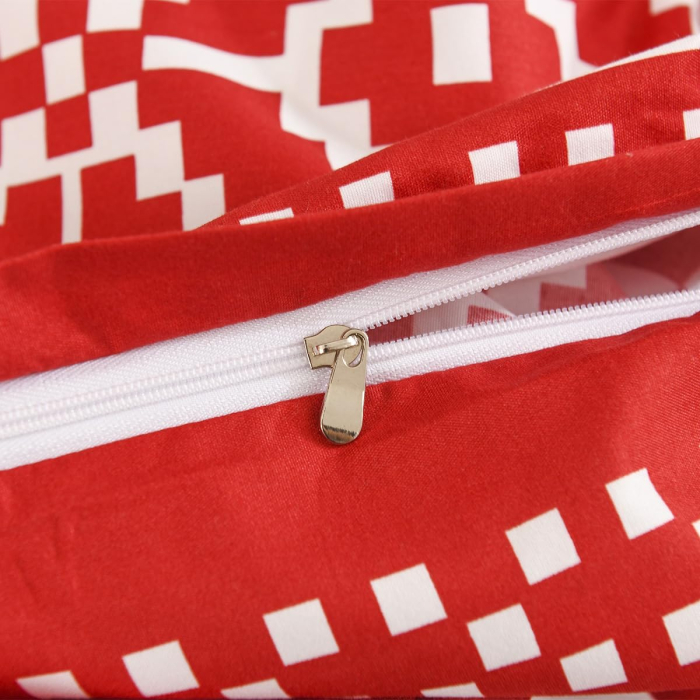 Lenjerie de pat rosie cu model 135x200  2 piese-1 husa pilota+ 1 husa perina 80x80 cm [6]