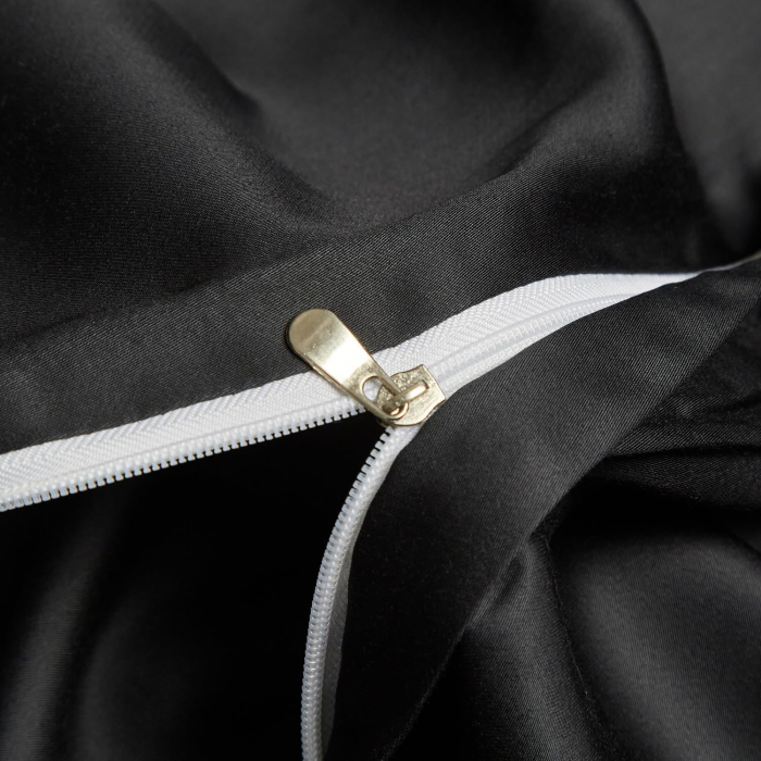 Lenjerie de pat neagra, husa pilota 220x240 cm cu 2 fete perini 65x65 cm [5]