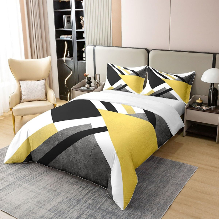 Lenjerie Pat Homewish, 3 Piese, Bumbac 100%, model geometric, husa pilota 220x240 cm, 2 huse perini 80x80 cm [3]