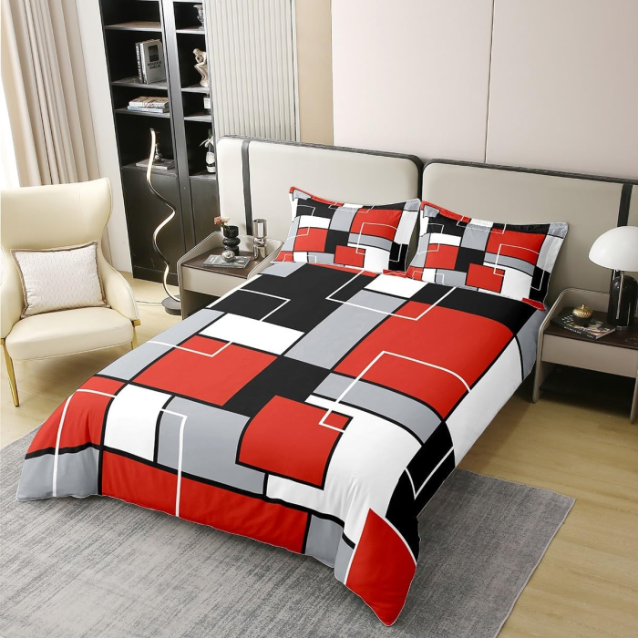 Lenjerie Pat Homewish, 2 Piese, Bumbac 100%, model geometric, husa pilota 135x200 cm, 1 husa perina 80x80 cm [2]