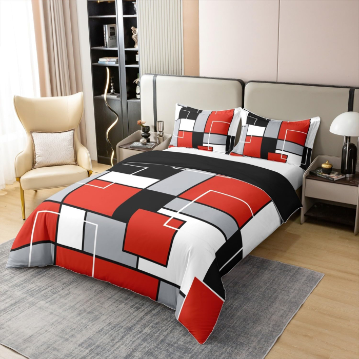 Lenjerie Pat Homewish, 2 Piese, Bumbac 100%, model geometric, husa pilota 135x200 cm, 1 husa perina 80x80 cm [3]