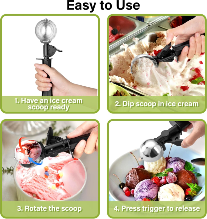 Lingură dozatoare de bile de inghețata din Oțel Inoxidabil – 60 mm, 55 ml [5]