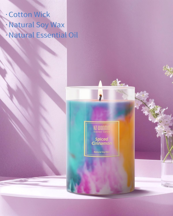 Lumanare ecologica parfumata Trandafir și lemn de santal, din ceara de soia, 425 gr [2]