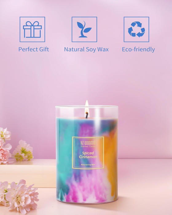 Lumanare ecologica parfumata Trandafir și lemn de santal, din ceara de soia, 425 gr [4]