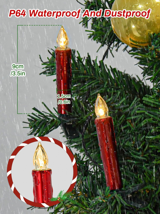 Lumanari electrice cu baterii, LED, rosii, cu telecomanda si cronometru, set 20 bucati [6]