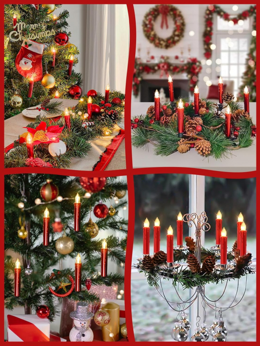 Lumanari electrice cu baterii, LED, rosii, cu telecomanda si cronometru, set 20 bucati [5]