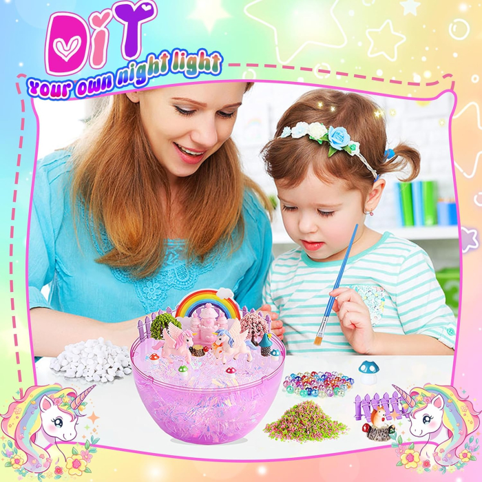 Lumină de noapte în formă de terariu cu Unicorni si accesorii pentru o lume magica [2]