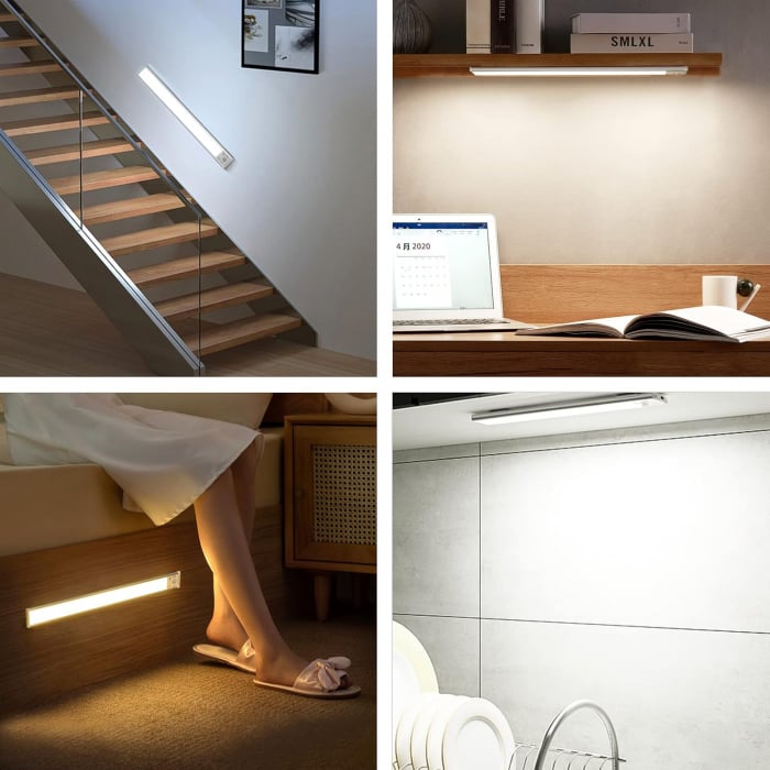 Lumină LED pentru dulap cu senzor de mișcare, 2200 mAh reîncărcabilă prin USB 40CM 2 buc [7]
