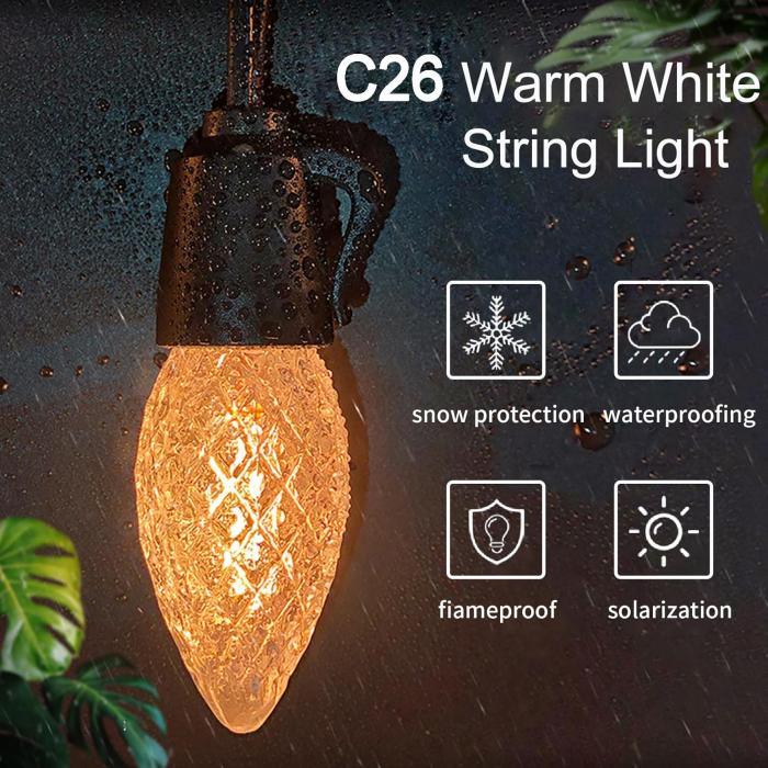 Lumini LED în aer liber 15M, instalatie 20 bucăți din plastic, IP65 AC230V 2700-3200K, alb cald 1W [3]
