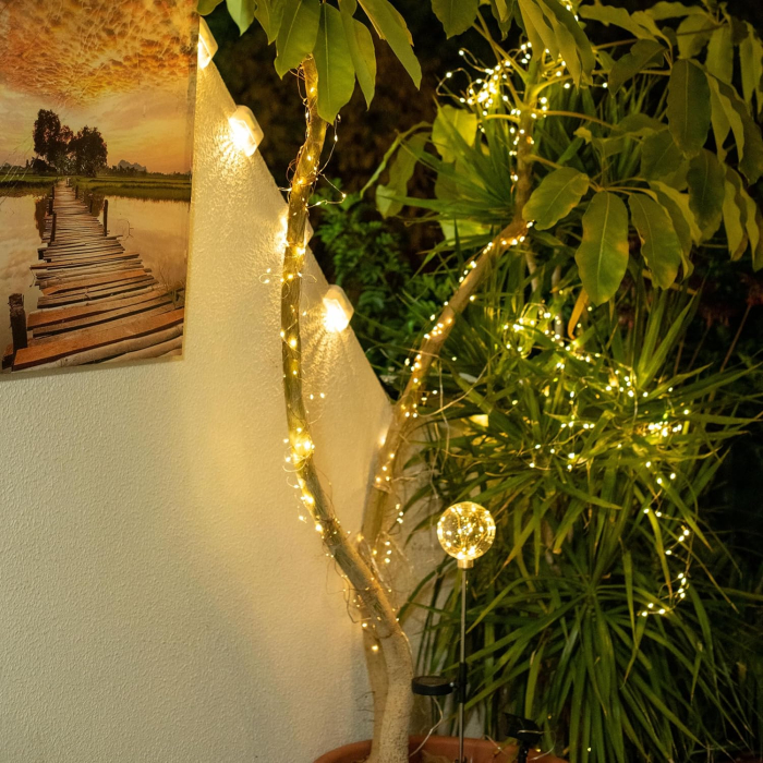 Lumini solare pentru exterior, 200 LED-uri, IP65, cu 8 moduri de iluminare, 2 siruri de 22 m [7]