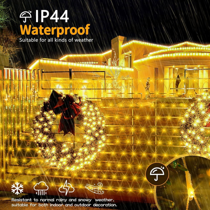 Plasa 3x2 m cu 192 lumini LED, IP44, 8 moduri iluminare, alimentare retea [4]