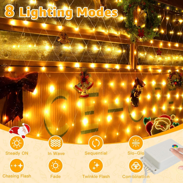 Plasa 3x2 m cu 192 lumini LED, IP44, 8 moduri iluminare, alimentare retea [3]