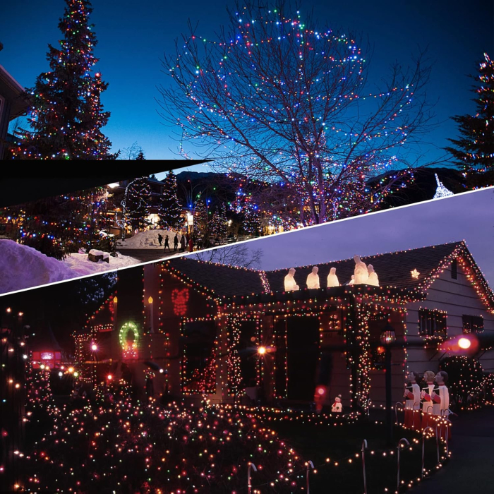 Lumini solare pentru exterior, 120 LED-uri, IP65, cu 8 moduri de iluminare, 2 siruri de 12 m [6]