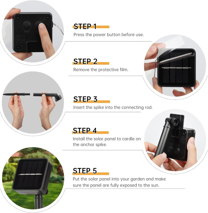 Lumini solare pentru exterior, 120 LED-uri, IP65, cu 8 moduri de iluminare, 2 siruri de 12 m [7]