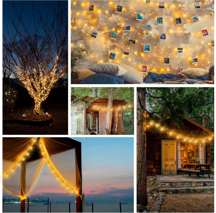 Lumini solare pentru exterior, 105 LED-uri, IP65, cu 8 moduri de iluminare, 15 m [7]
