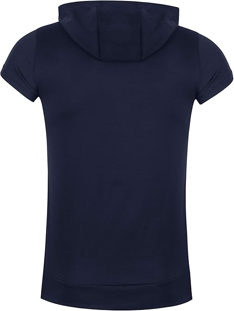 Tricou albastru sport pentru barbati, cu gluga si buzunar fata, M [5]