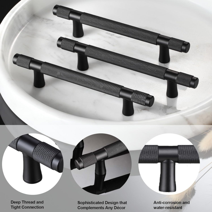 Maner negru rotund din zinc, lungime 192 mm intre gauri, 10 bucati [2]