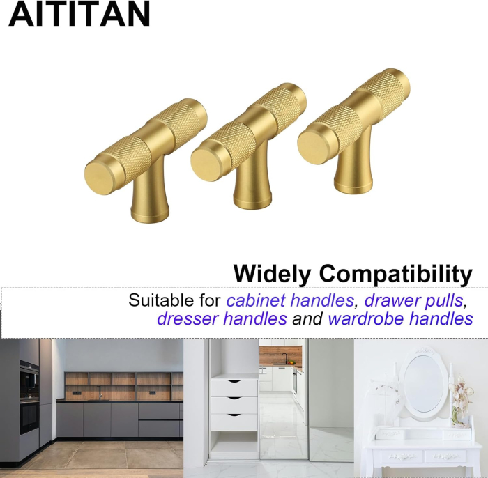 Maner auriu rotund din zinc pentru sertare sau dulapuri, 10 bucati cu suruburi [4]