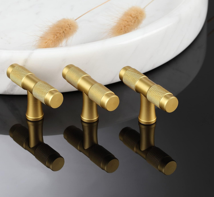 Maner auriu rotund din zinc pentru sertare sau dulapuri, 10 bucati cu suruburi [5]